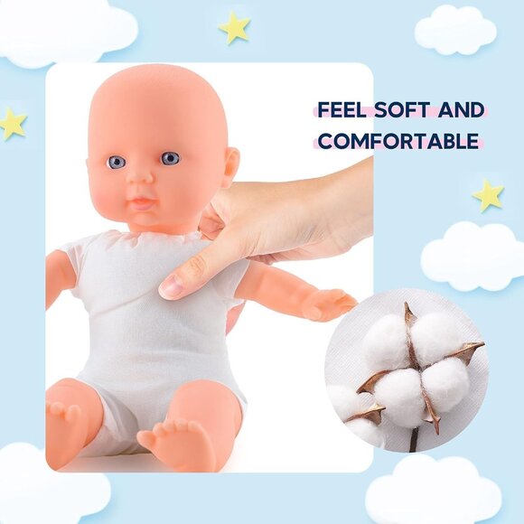 🆕 Twin Baby Dolls Pink Romper Hat Bottle Pacifier Soft Durable Hug Accessories - Picture 6 of 7